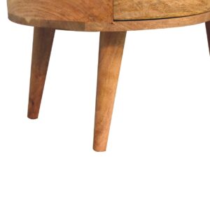 Padua Oak Mango Wood Wave Coffee Table with Drawer and Storage Shelf
