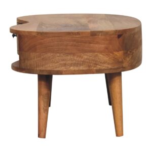 Padua Oak Mango Wood Wave Coffee Table with Drawer and Storage Shelf