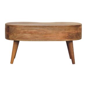 Padua Oak Mango Wood Wave Coffee Table with Drawer and Storage Shelf