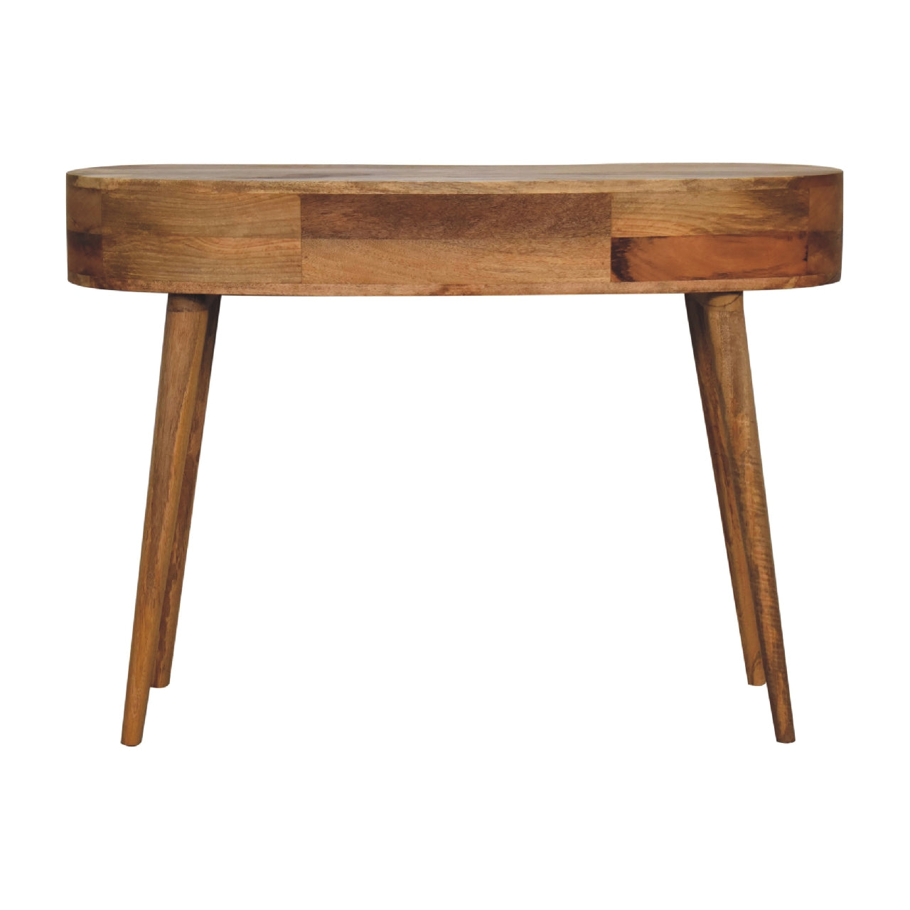 Parma Oak Mango Wood Wave Writing Desk 2 Drawers and Storage Shelf