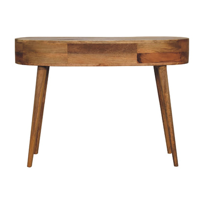 Parma Oak Mango Wood Wave Writing Desk 2 Drawers and Storage Shelf