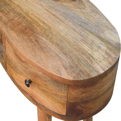 Parma Oak Mango Wood Wave Writing Desk 2 Drawers and Storage Shelf