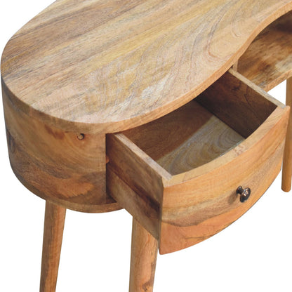 Parma Oak Mango Wood Wave Writing Desk 2 Drawers and Storage Shelf