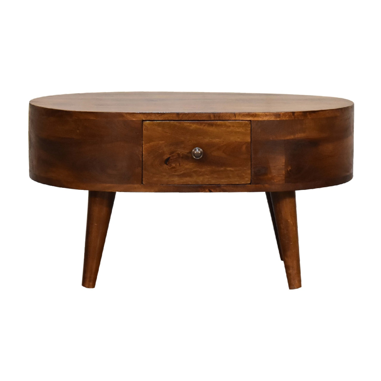 Olbia Mini Chestnut Mango Wood Rounded Coffee Table 2 Drawers