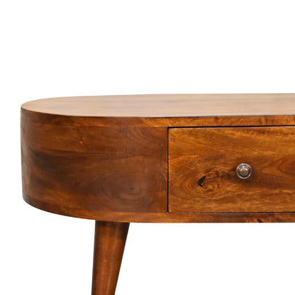 Olbia Mini Chestnut Mango Wood Rounded Coffee Table 2 Drawers