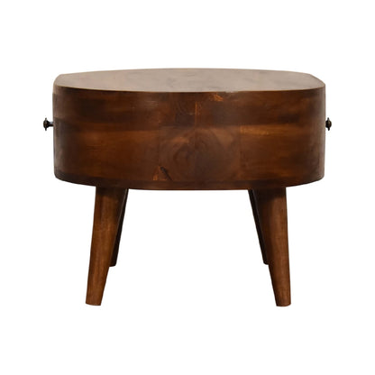 Olbia Mini Chestnut Mango Wood Rounded Coffee Table 2 Drawers