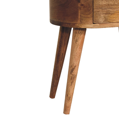 Olbia Mini Oak Mango Wood Rounded Bedside Table with Drawer