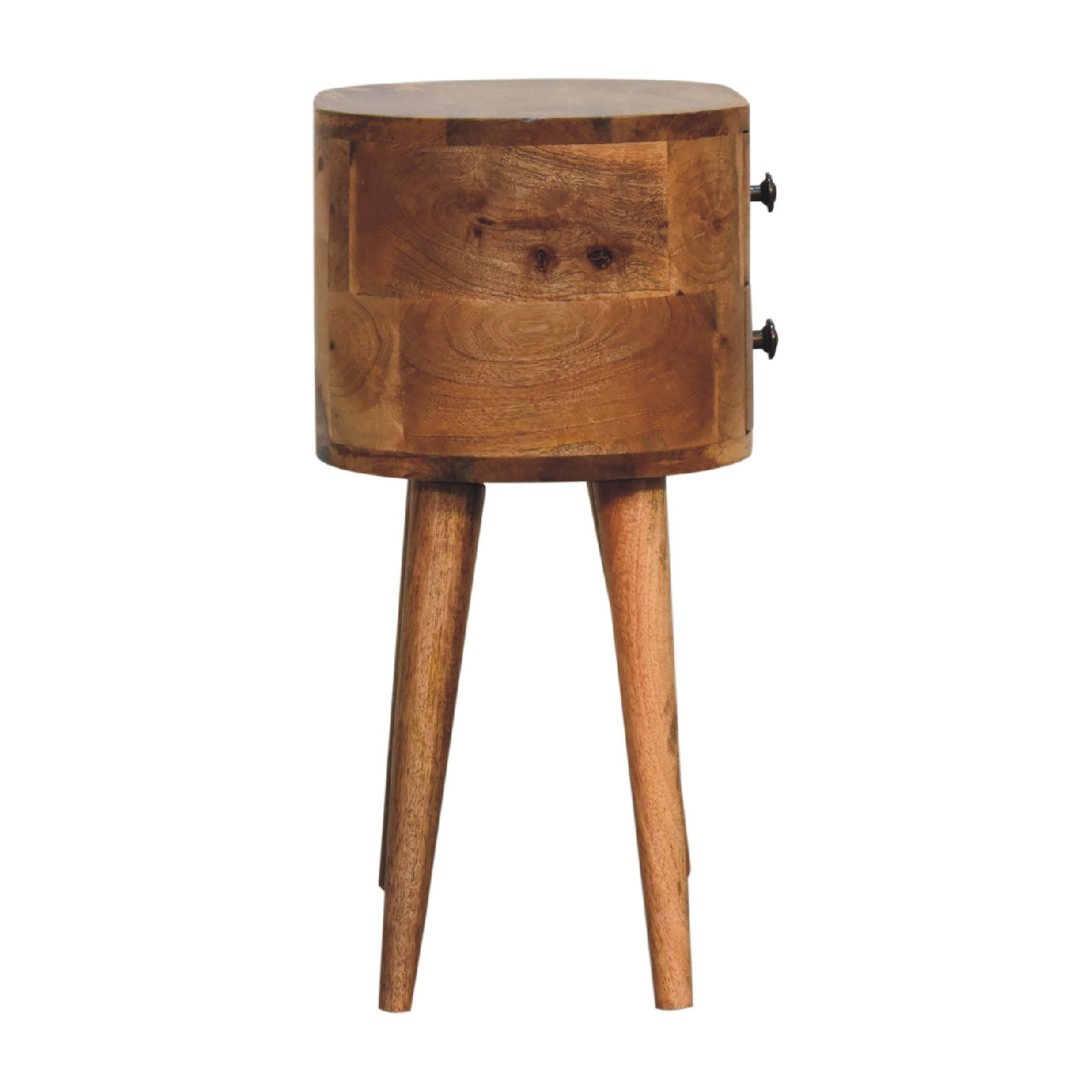 Olbia Mini Oak Mango Wood Rounded Bedside Table with Drawer
