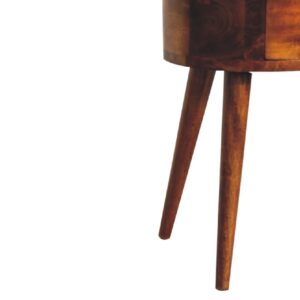 Olbia Mini Chestnut Mango Wood Rounded Bedside Table with Drawer
