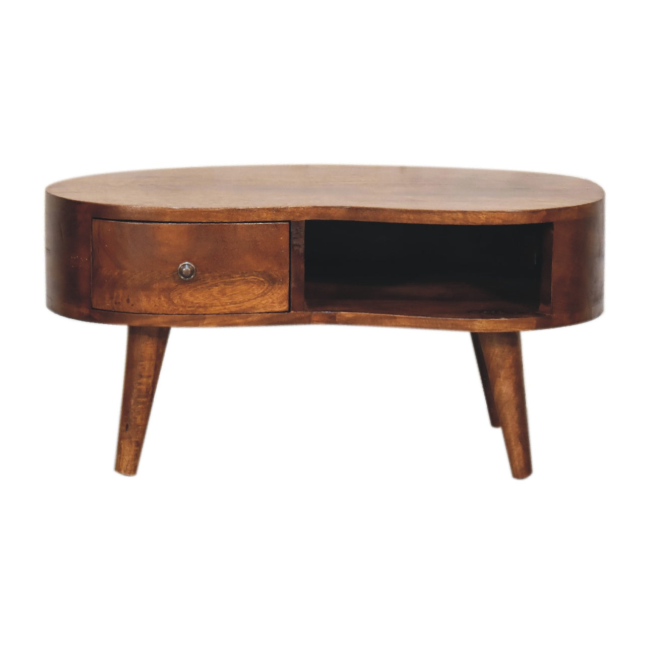 Parma Chesnut Mango Wood Wave Coffee Table with Drawer