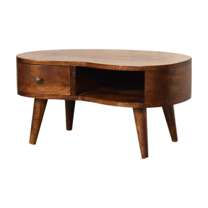 Parma Chesnut Mango Wood Wave Coffee Table with Drawer