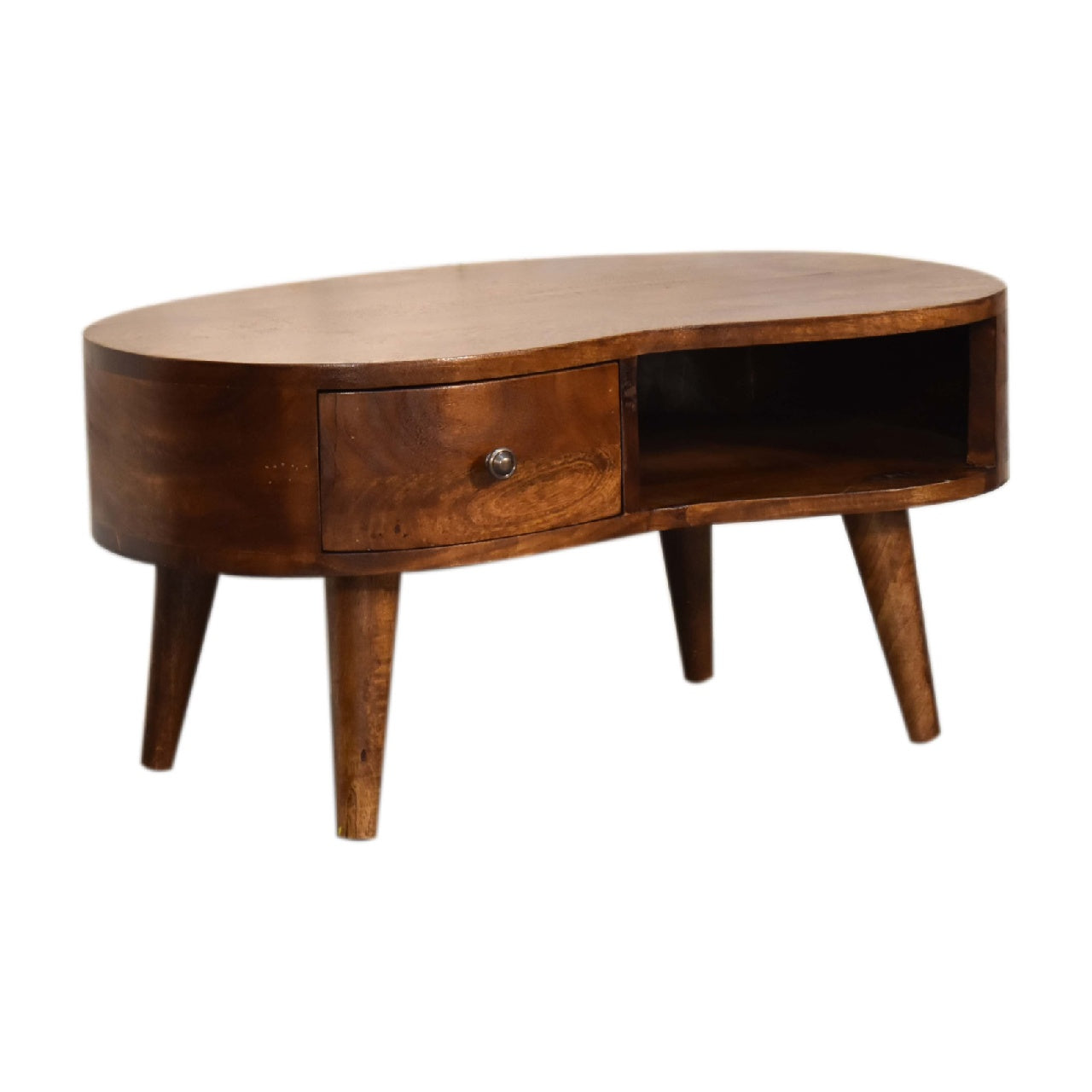 Parma Chesnut Mango Wood Wave Coffee Table with Drawer