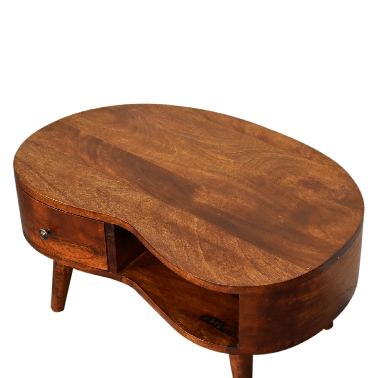 Parma Chesnut Mango Wood Wave Coffee Table with Drawer