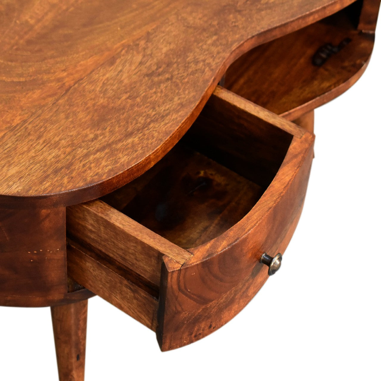 Parma Chesnut Mango Wood Wave Coffee Table with Drawer