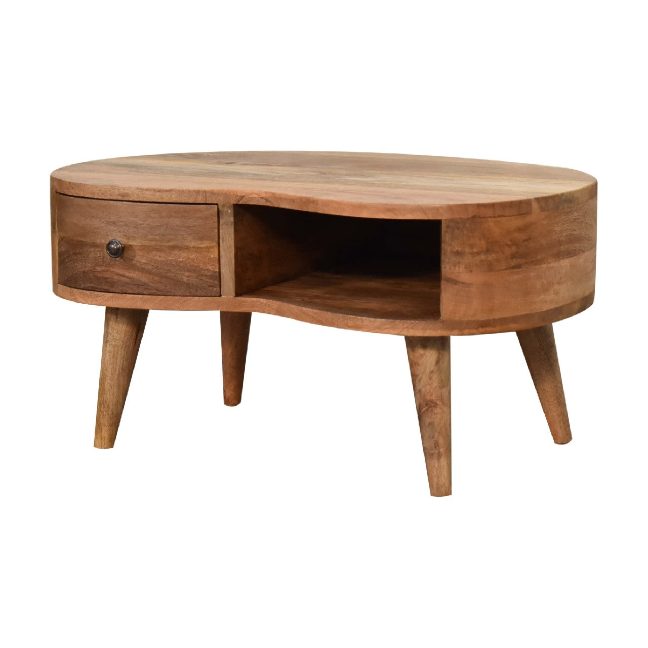 Parma Oak Mango Wood Wave Coffee Table with Drawer