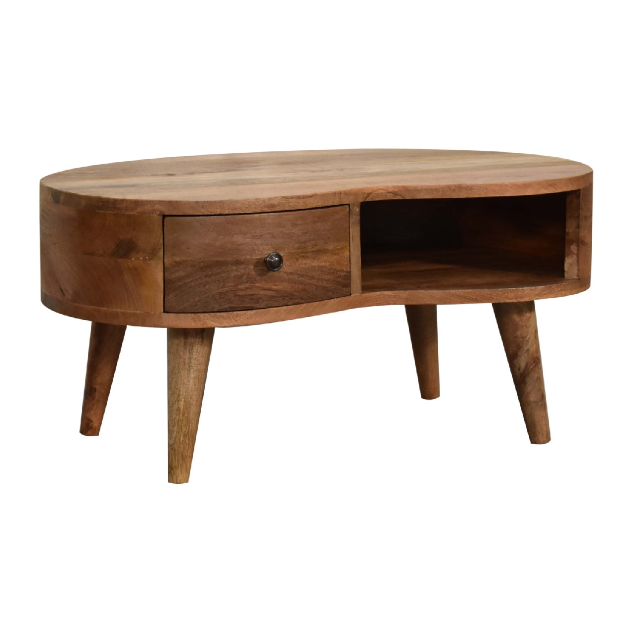 Parma Oak Mango Wood Wave Coffee Table with Drawer