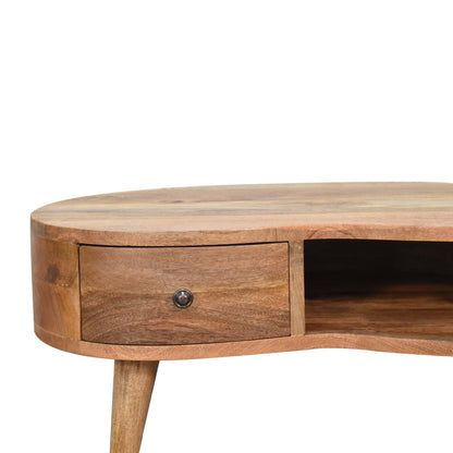 Parma Oak Mango Wood Wave Coffee Table with Drawer