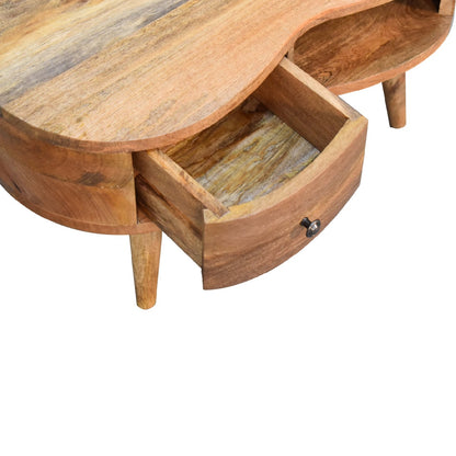 Parma Oak Mango Wood Wave Coffee Table with Drawer