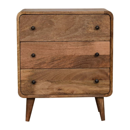 Peschiera Small Curved Oak Mang Wood 3 Drawer Chest