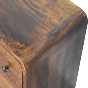 Peschiera Mini Curved Chestnut Mango Wood Chest of 3 Drawers