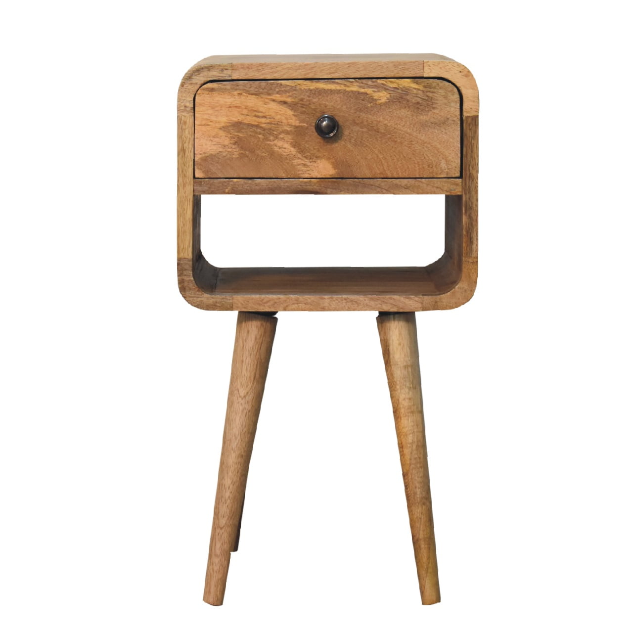 Parma Small Oak Mango Wood Curve Low Bedside Table