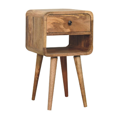 Parma Small Oak Mango Wood Curve Low Bedside Table