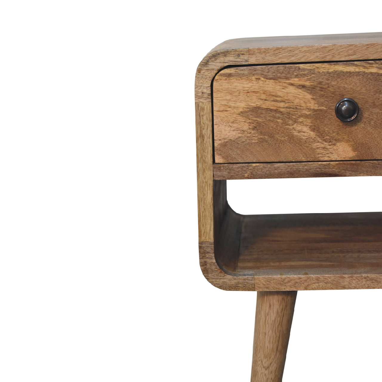 Parma Small Oak Mango Wood Curve Low Bedside Table
