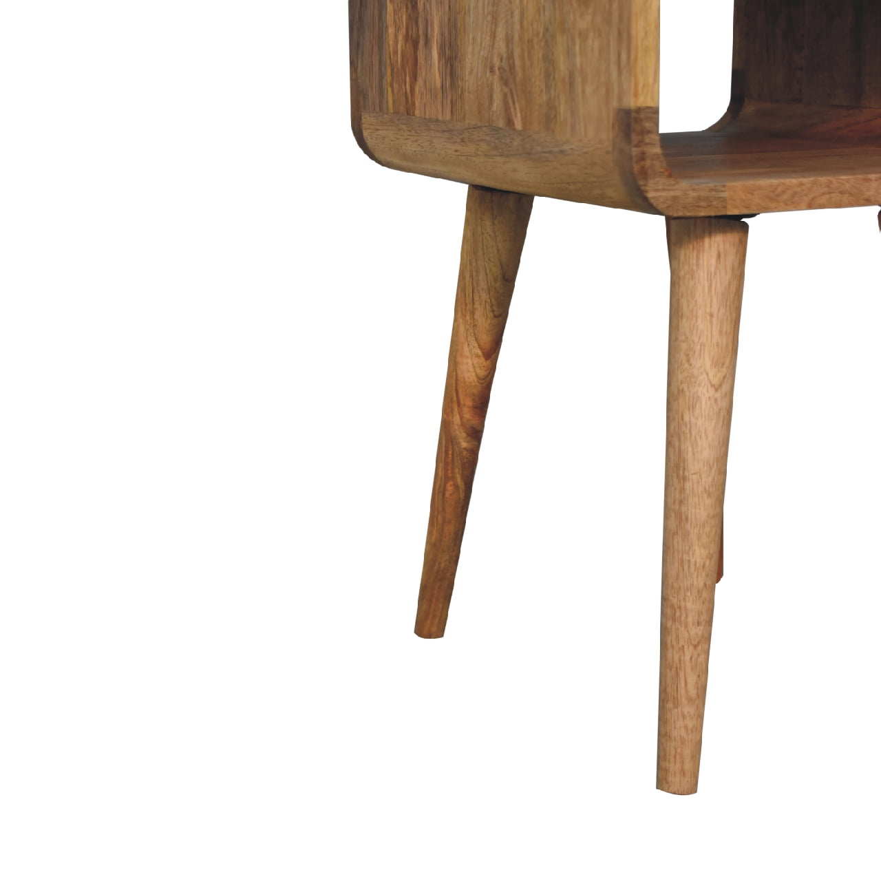 Parma Small Oak Mango Wood Curve Low Bedside Table