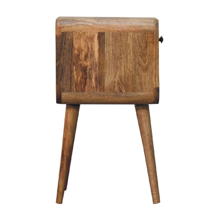 Parma Small Oak Mango Wood Curve Low Bedside Table