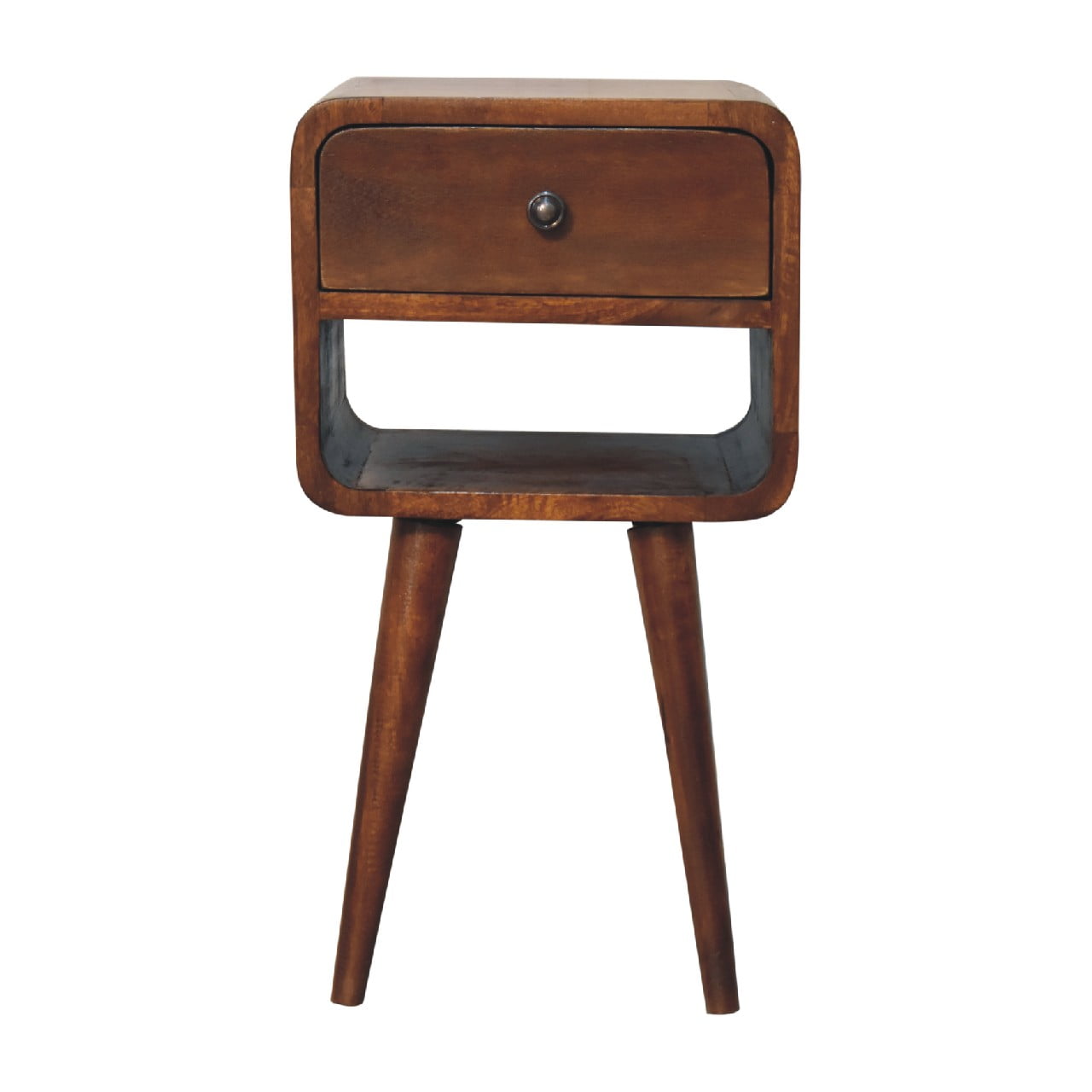 Pama Small Chestnut Mango Wood Curve Low Bedside Table