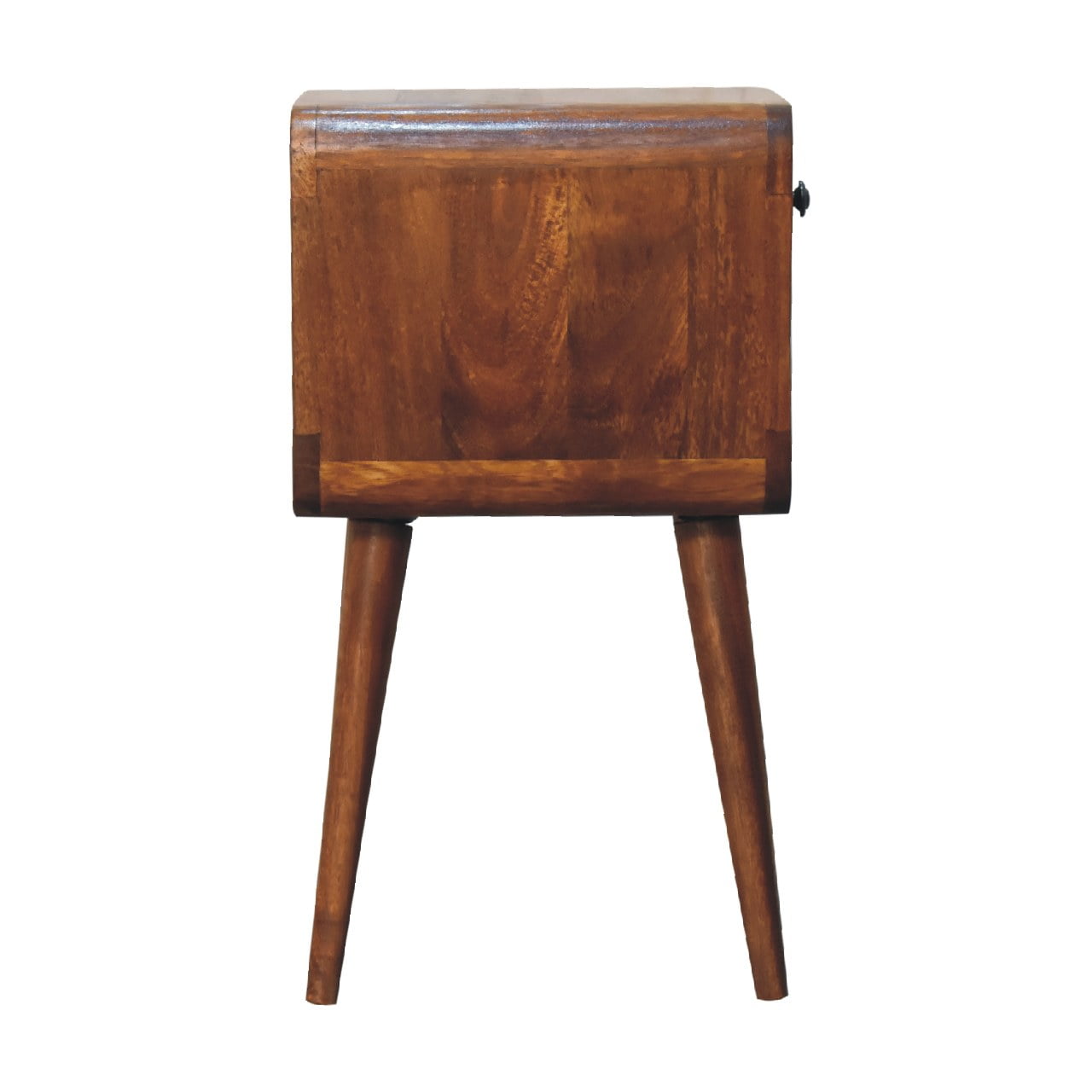 Pama Small Chestnut Mango Wood Curve Low Bedside Table