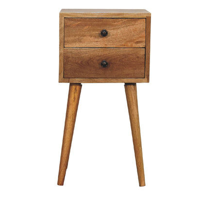 Parma Small 2 Drawer Oak Mango Wood Bedside Table 2 Drawers
