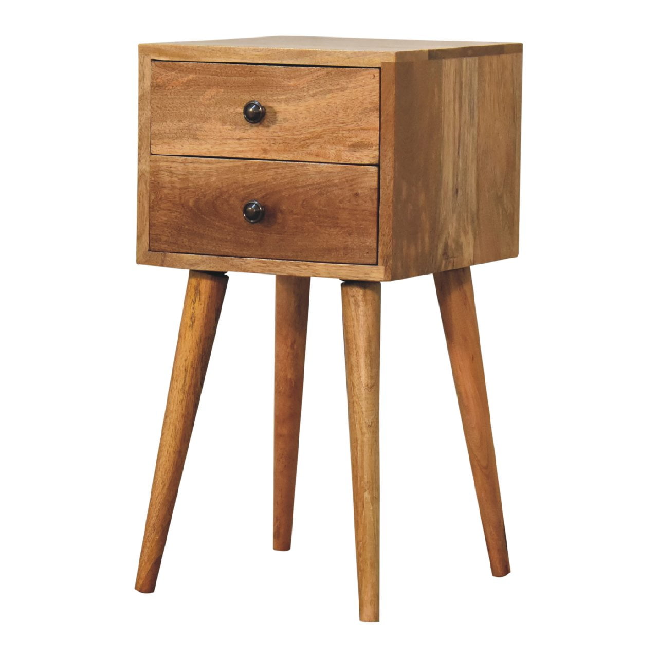 Parma Small 2 Drawer Oak Mango Wood Bedside Table 2 Drawers
