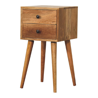 Parma Small 2 Drawer Oak Mango Wood Bedside Table 2 Drawers