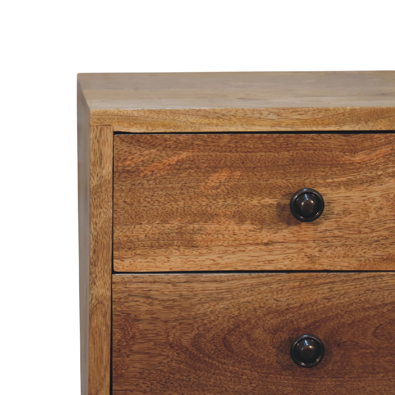 Parma Small 2 Drawer Oak Mango Wood Bedside Table 2 Drawers