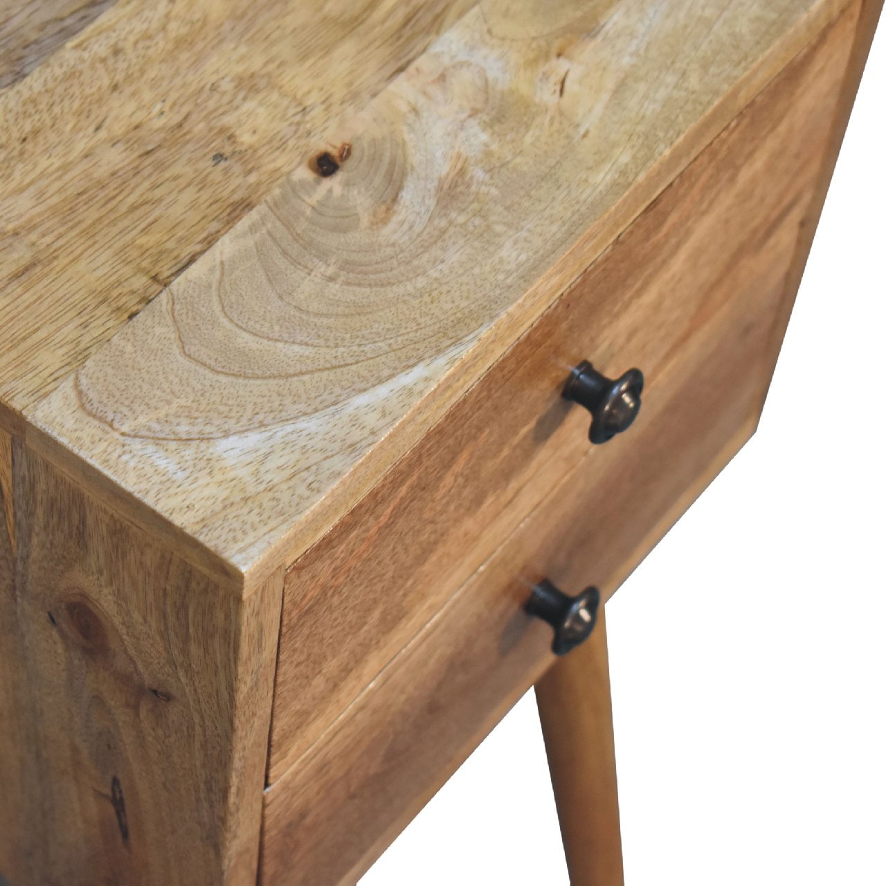Parma Small 2 Drawer Oak Mango Wood Bedside Table 2 Drawers