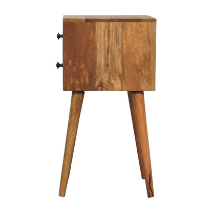 Parma Small 2 Drawer Oak Mango Wood Bedside Table 2 Drawers