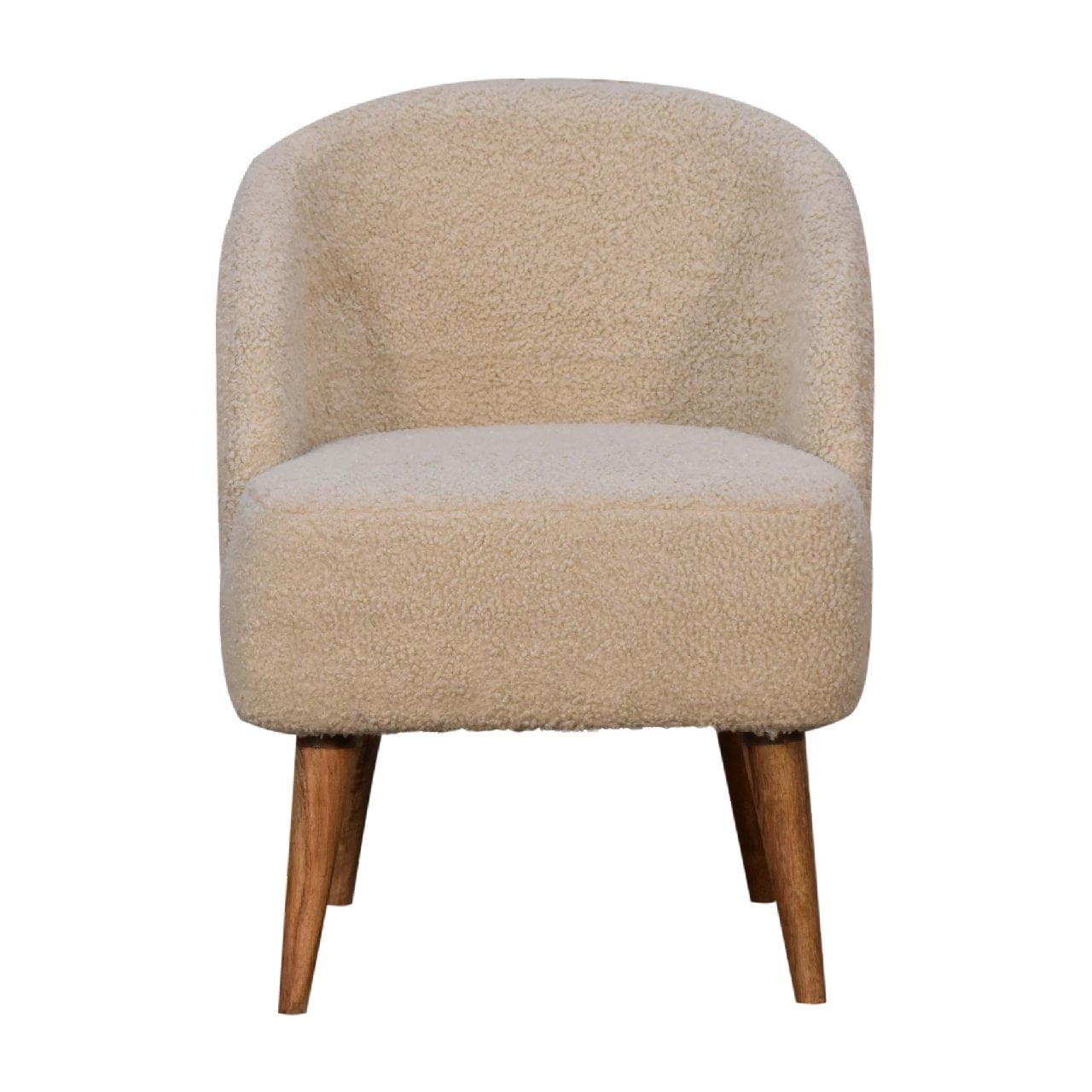Waipahu Cream Boucle Natural Yarn Tub Chair Mango Wood Legs