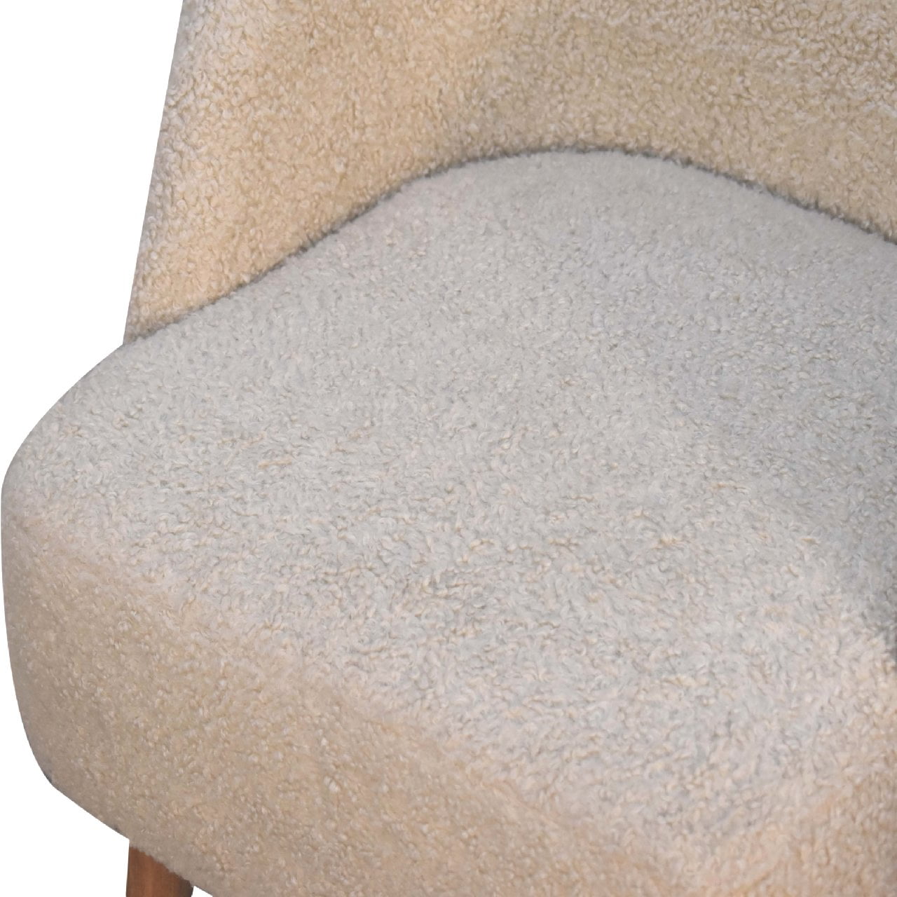 Waipahu Cream Boucle Natural Yarn Tub Chair Mango Wood Legs