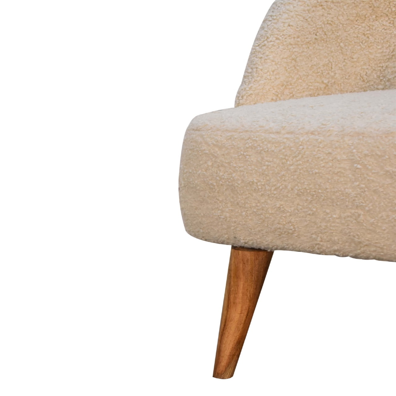 Waipahu Cream Boucle Natural Yarn Tub Chair Mango Wood Legs