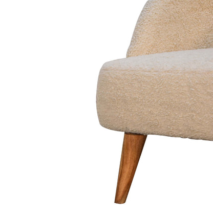 Waipahu Cream Boucle Natural Yarn Tub Chair Mango Wood Legs