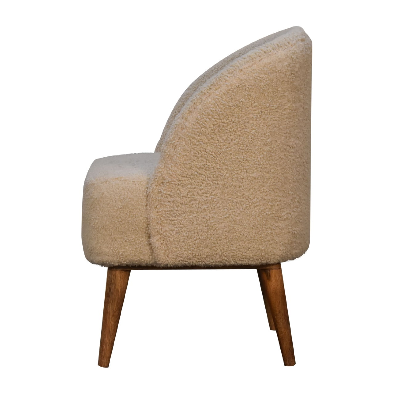 Waipahu Cream Boucle Natural Yarn Tub Chair Mango Wood Legs