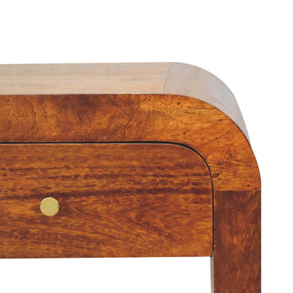 Kahuku Chestnut Mango Wood Curved Bedside Table with Drawer