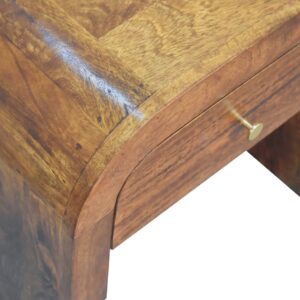 Kahuku Chestnut Mango Wood Curved Bedside Table with Drawer