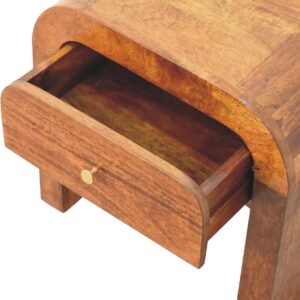 Kahuku Chestnut Mango Wood Curved Bedside Table with Drawer