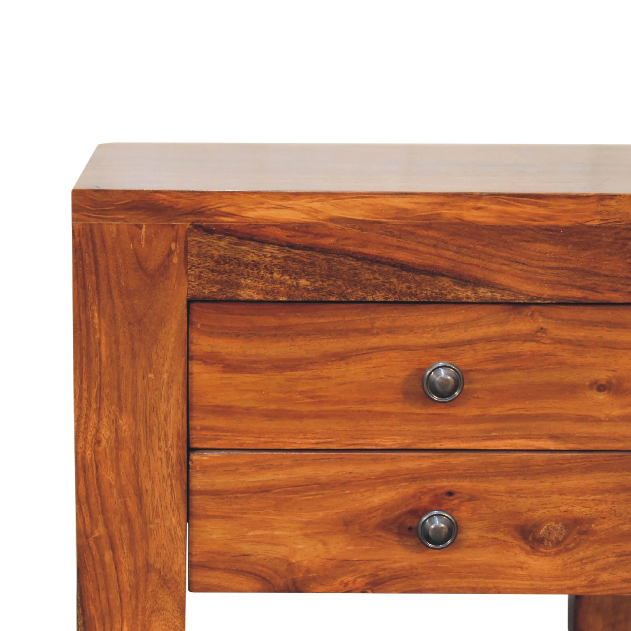 Collioure U Square Honey  Sheesham Wood Bedside Table