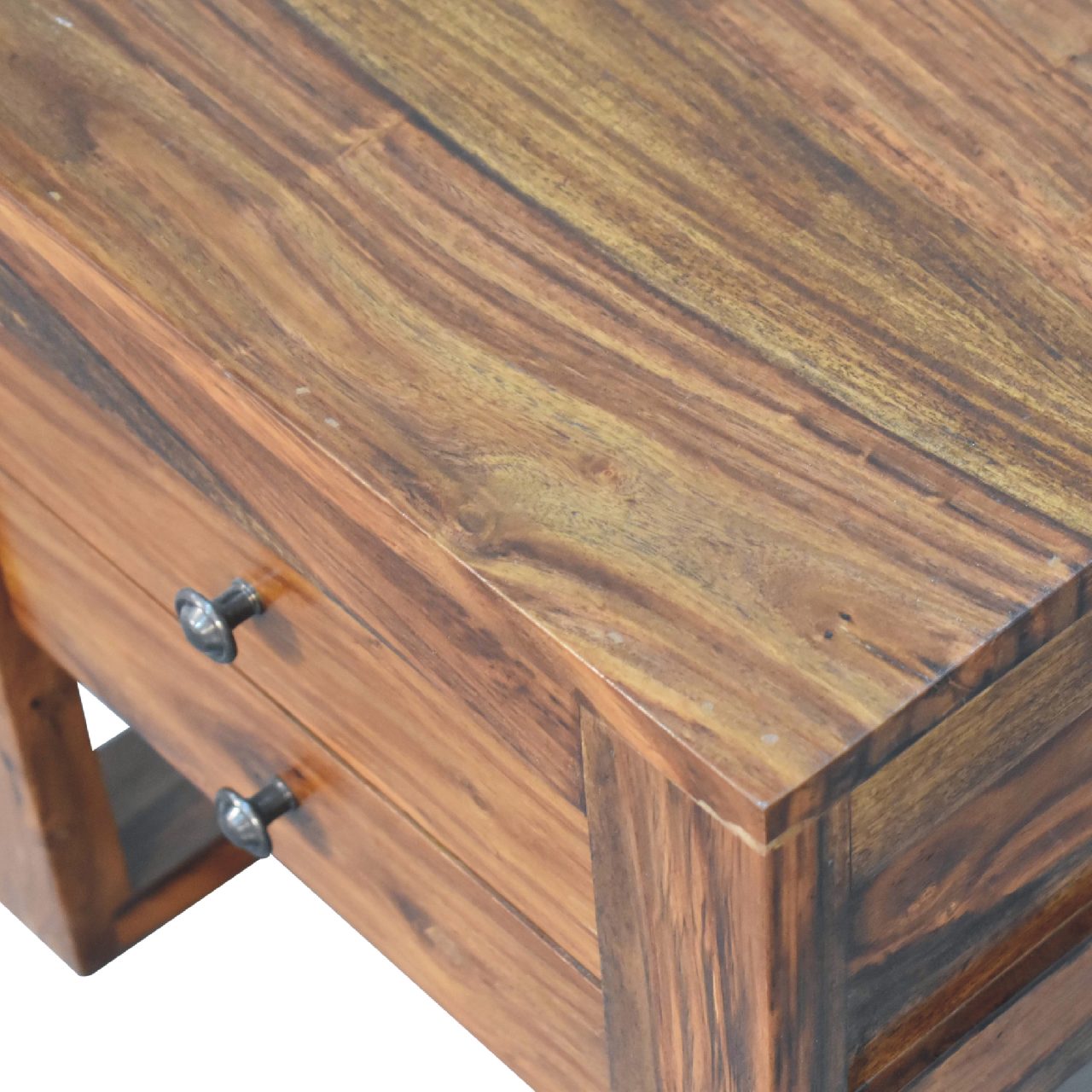 Collioure U Square Honey  Sheesham Wood Bedside Table