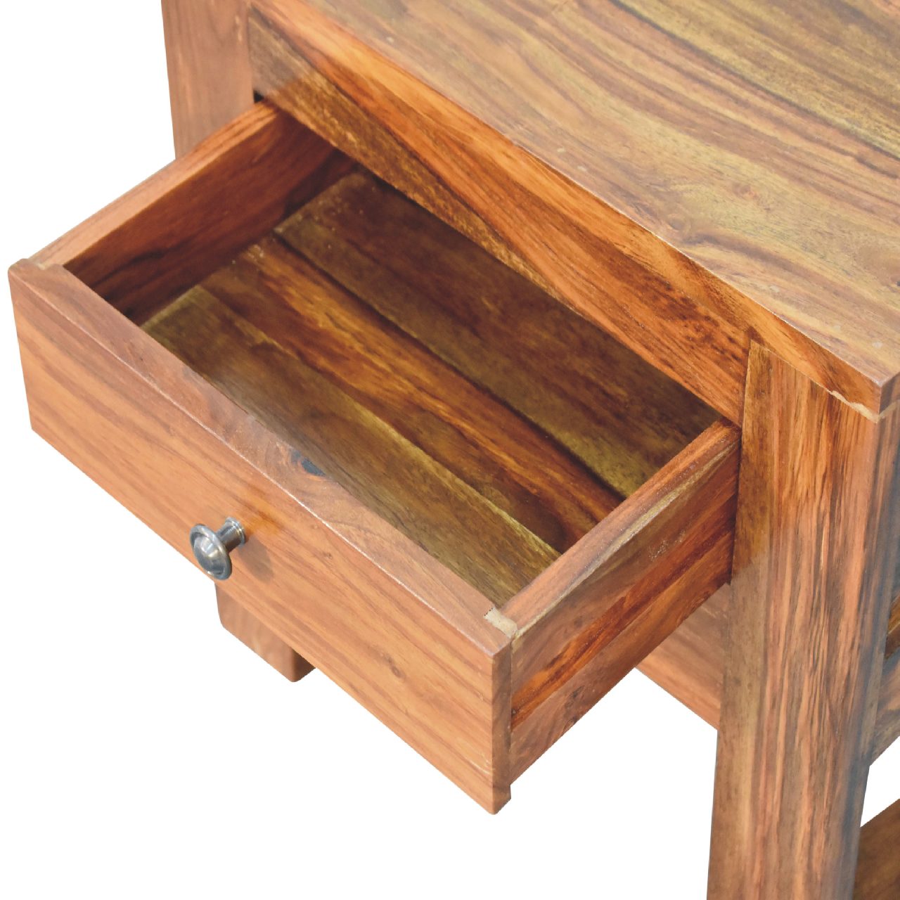 Collioure U Square Honey  Sheesham Wood Bedside Table