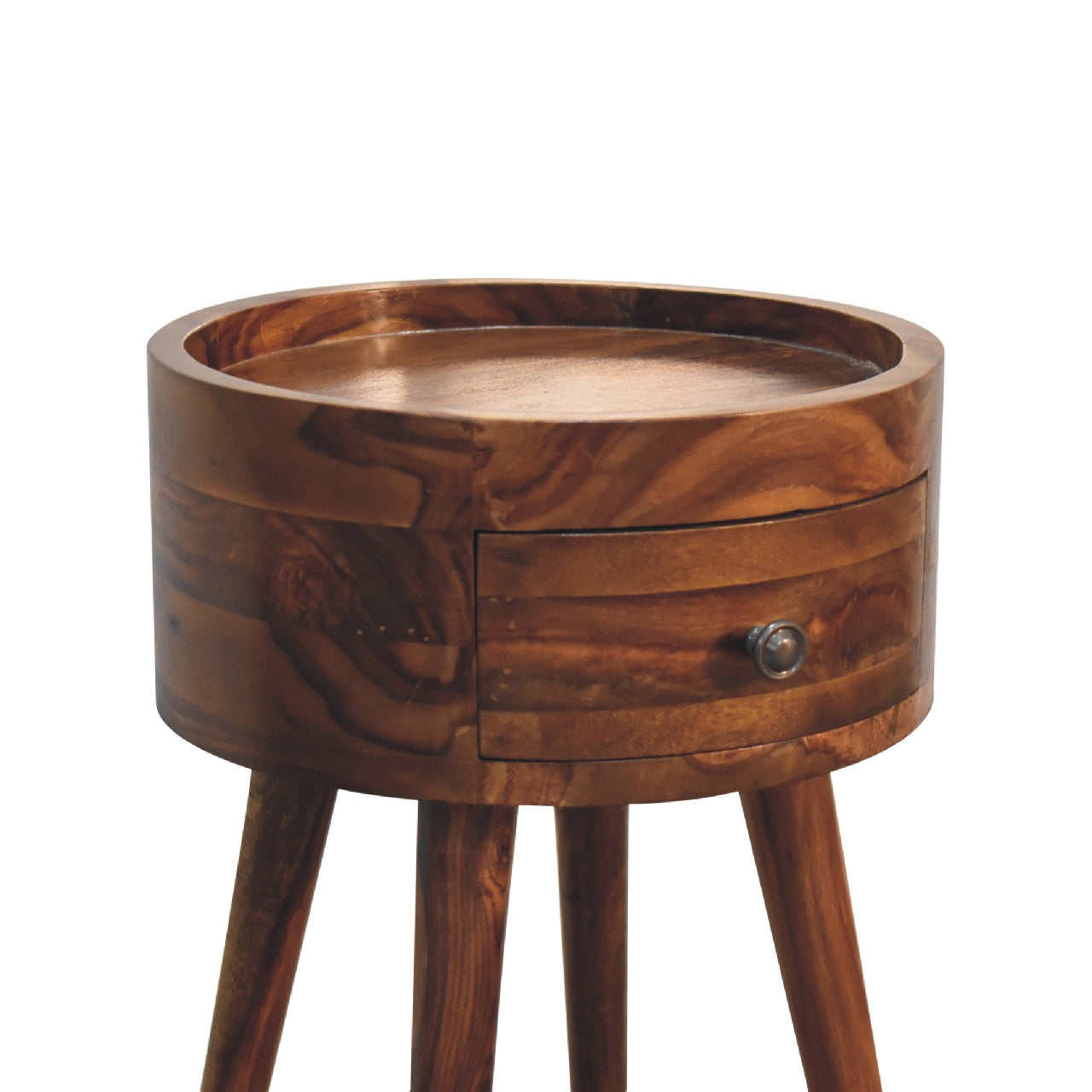 Waialua Honey Mango Wood Round Tripod Bedside Table