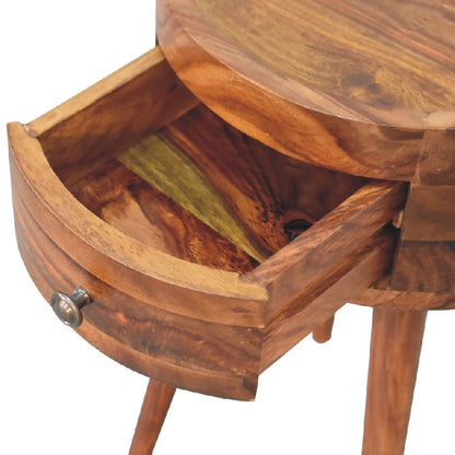 Waialua Honey Mango Wood Round Tripod Bedside Table